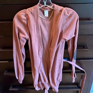 Villa belted cardigan in rust/mauve size medium